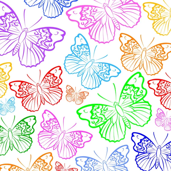 Vetor borboleta inseto arte branco cor decorativa — Vetor de Stock