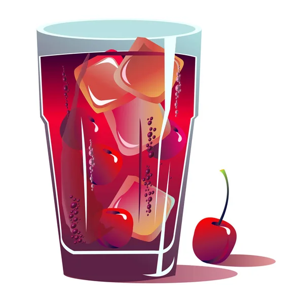 Fruto suco de cereja vetor de comida água — Vetor de Stock