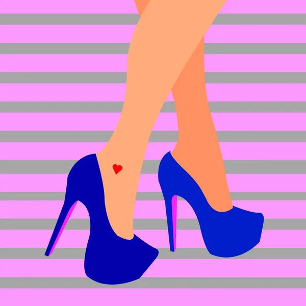 Vector fashion illustration siluett skiss skor — Stock vektor