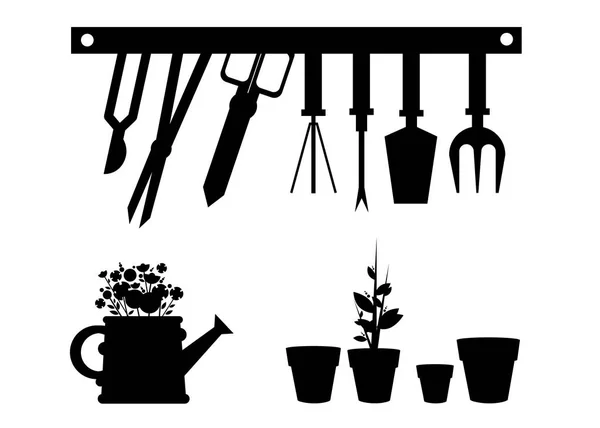 Tuin vector uitrusting illustratie rake drenken — Stockvector