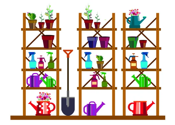 Tuin vector uitrusting illustratie rake drenken — Stockvector