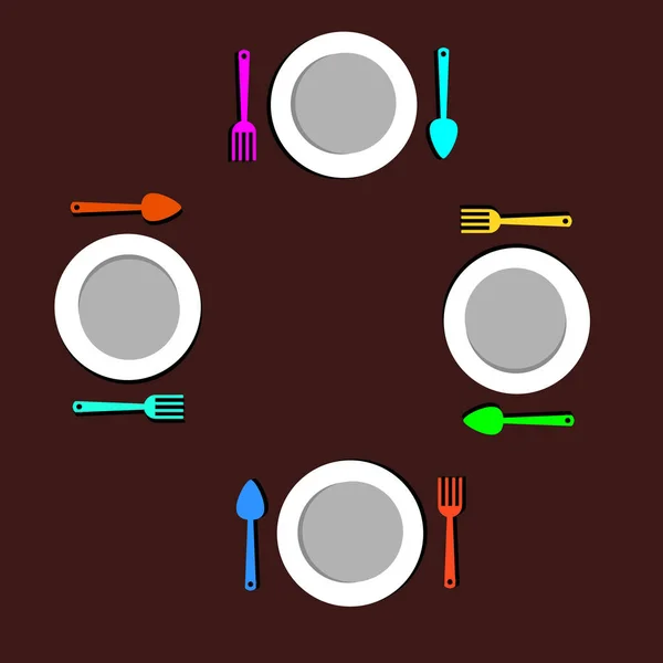 Spoon fork icon vector kitchen illustration — Stock Vector