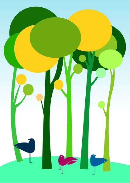 Paesaggio vettore foresta illustrazione sfondo silhouette — Vettoriale Stock