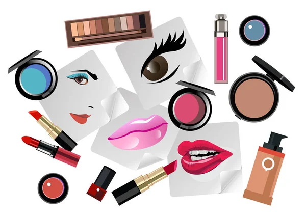 Diseño de maquillaje femenino de moda vector glamour — Vector de stock