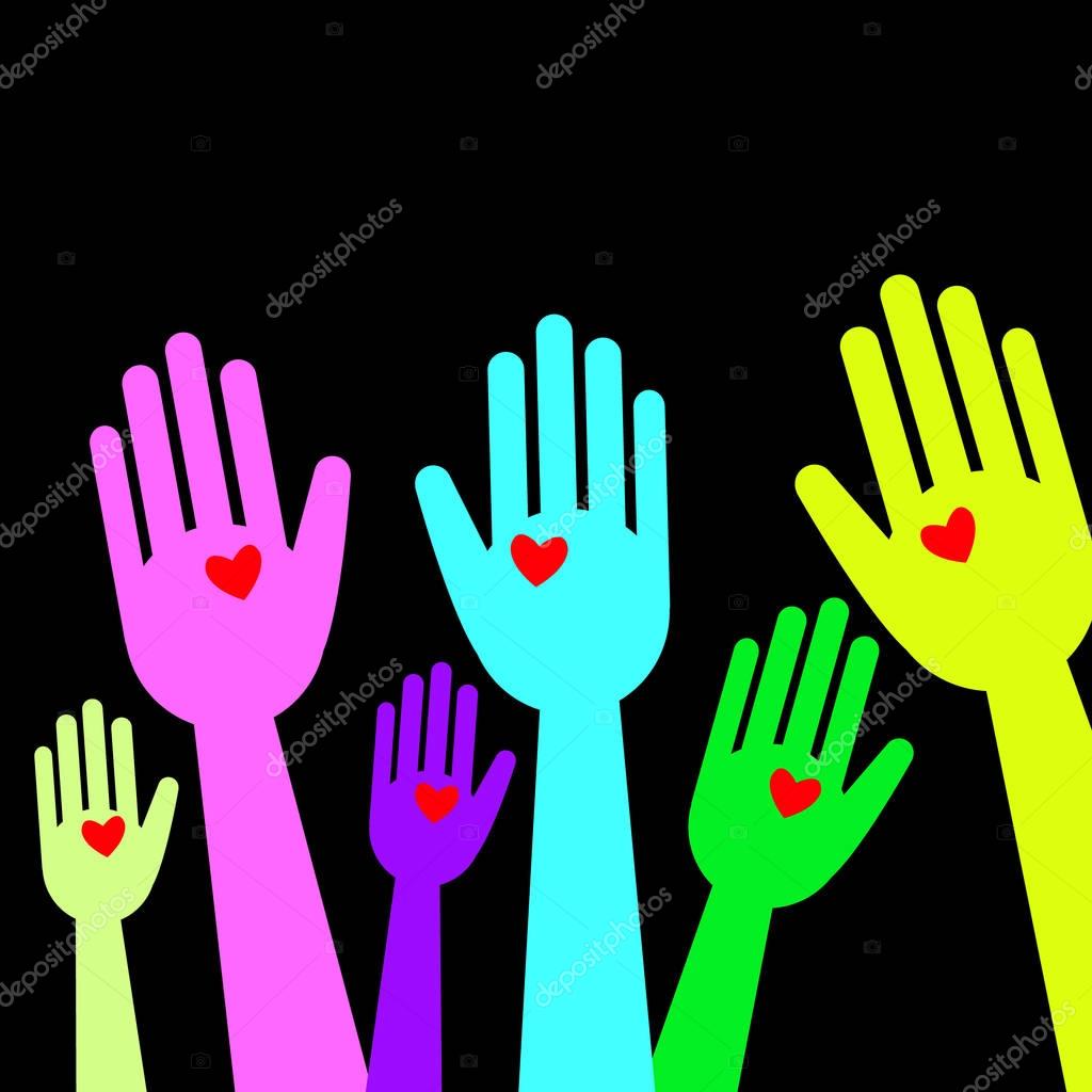 Heart vector hand icon love symbol help
