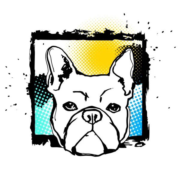 bulldog, dog, animal, french, vector, illustration, pet, breed