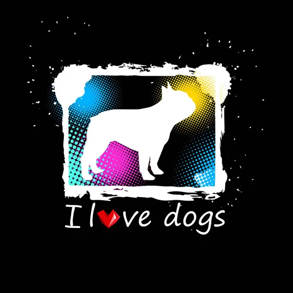 Bulldog, hund, djur, franska, vektor, illustration, pet, ras — Stockfoto