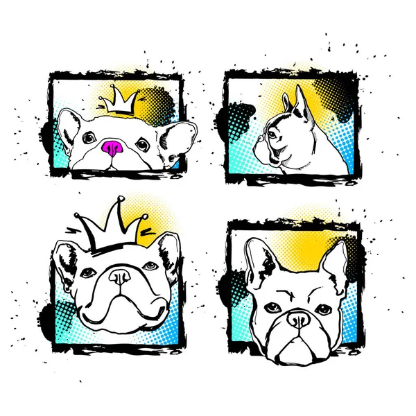 Bulldog, perro, animal, francés, vector, ilustración, mascota, raza — Foto de Stock