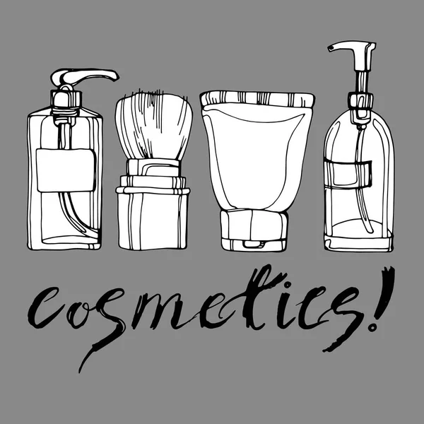 Kosmetyki dla ciała, twarz. Wektor moda kobieta makijaż szczotki — Zdjęcie stockowe