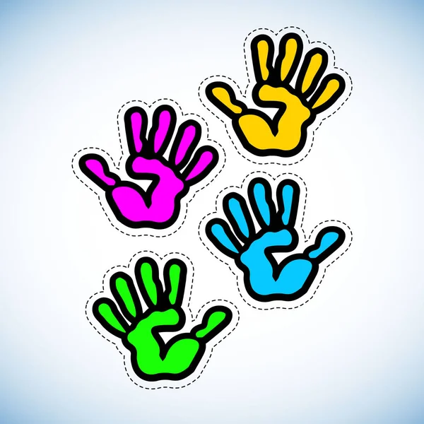 Vector color hand handprint human print symbol finger illustration art — Stock Photo, Image