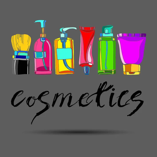 Cosméticos para el cuerpo, cara. Vector de moda cepillo de maquillaje femenino — Foto de Stock