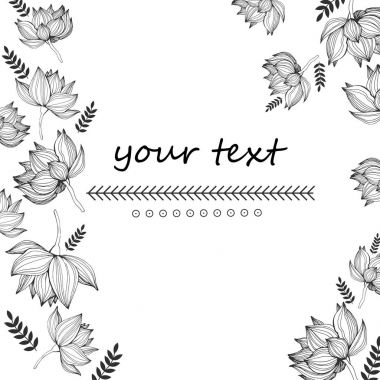 El çekilmiş çiçek vektör. Sıradışı güzel çiçekler grafik