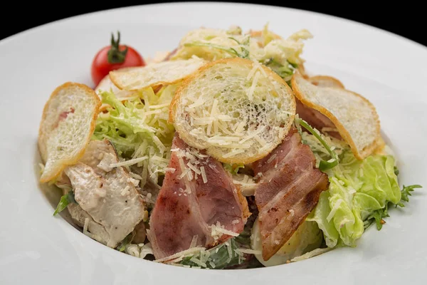 Gemüse Salat Fleisch Fisch Champignons Käse — Stockfoto