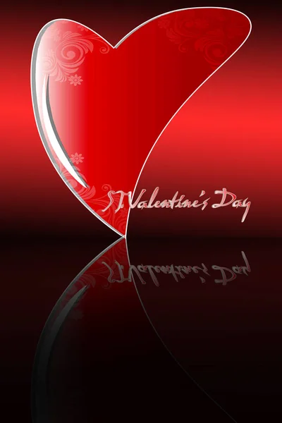 Valentine. Coeur avec réflexion sur un fond rouge foncé avec — Photo
