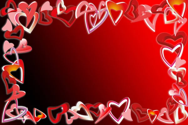 Carte de Saint-Valentin. Un cadre de cœurs. avec remplissage en dégradé — Photo