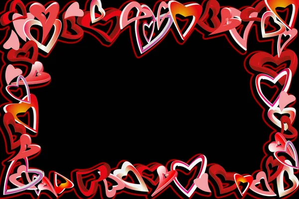 Tarjeta de San Valentín. Un marco de corazones. con relleno de gradiente —  Fotos de Stock