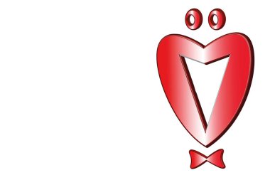 Red heart on a white background. It's masculine. Boy. With eyes.