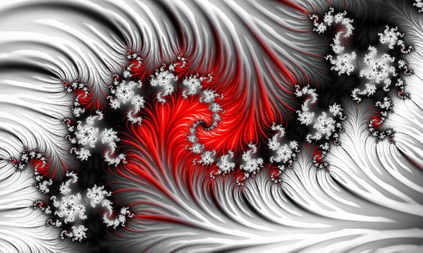 Fraktales Bild Weiß Rot Mit Einem Muster Form Weißer Blüten — Stockfoto