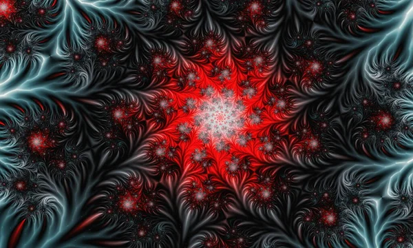 Fractal Imagen Rojo Negro Con Forma Concha Centro —  Fotos de Stock