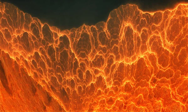 Illusztráció Tapéta Formájában Fantasztikus Égő Hegyoldalak Lejtői Egy Vulkán Égő — Stock Fotó