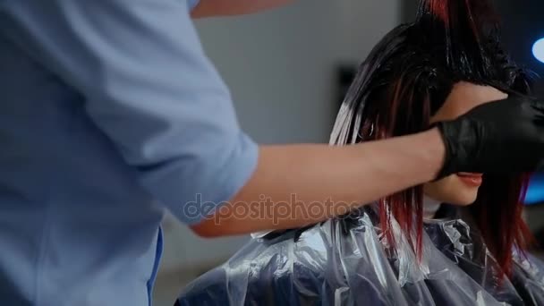 Coiffeur coloration des cheveux en studio — Video