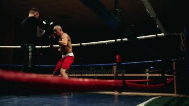 Boksör ve antrenörü halka konturlar ve yamaçlarında bir dizi uygulama