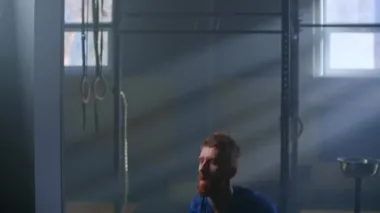 Erkek sporcular kettlebell kaldırarak ağır çekimde zorlukların üstesinden geliyorlar. Kardiyo eğitimi ve dayanıklılık eğitimi. Yavaş çekim.