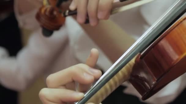 Fille jouant du violon, main gros plan — Video