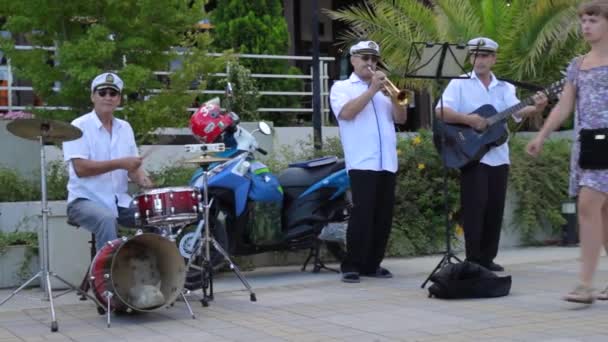 Adler, Rusland - 25 juli 2016: straatmuzikanten — Stockvideo