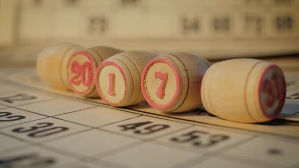 Russkoe Loto, bingo. 2018 Año nuevo. Los dedos cambian el número — Vídeos de Stock