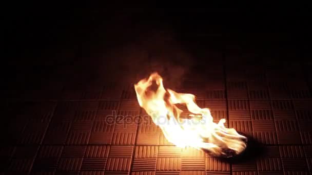 Вогняна чаша на підлозі і тарілках — стокове відео