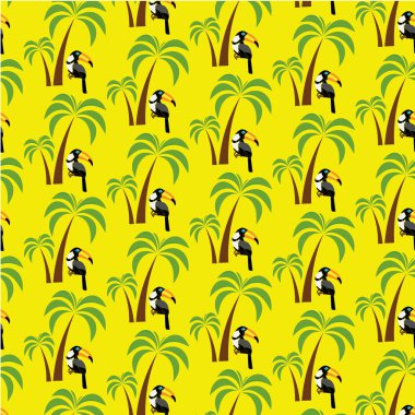 toucans bir palmiye ağacının altında ile pottern