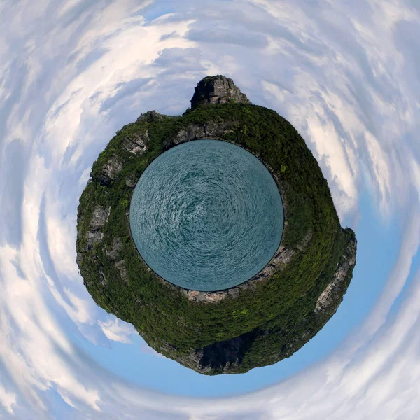 The circle image of the island sea and sky
