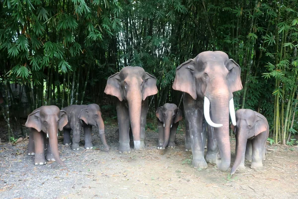 자연 정원에서 코끼리 동상 — 스톡 사진