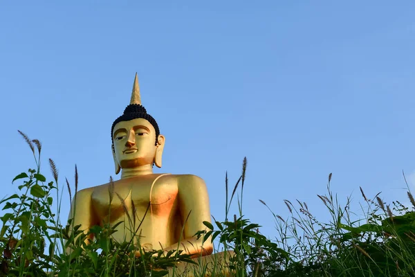 La gran estatua dorada de Buda del templo Phu Salao en Pakse, Laos — Foto de Stock