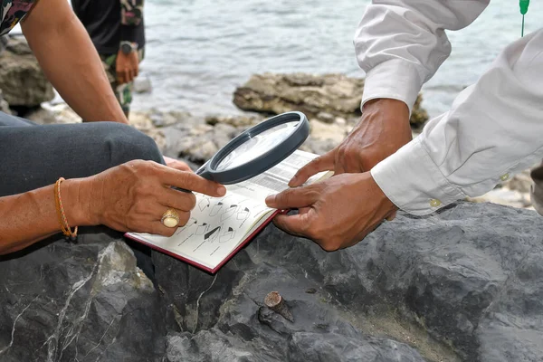 Los arqueólogos están utilizando herramientas y equipos para explorar fósiles — Foto de Stock