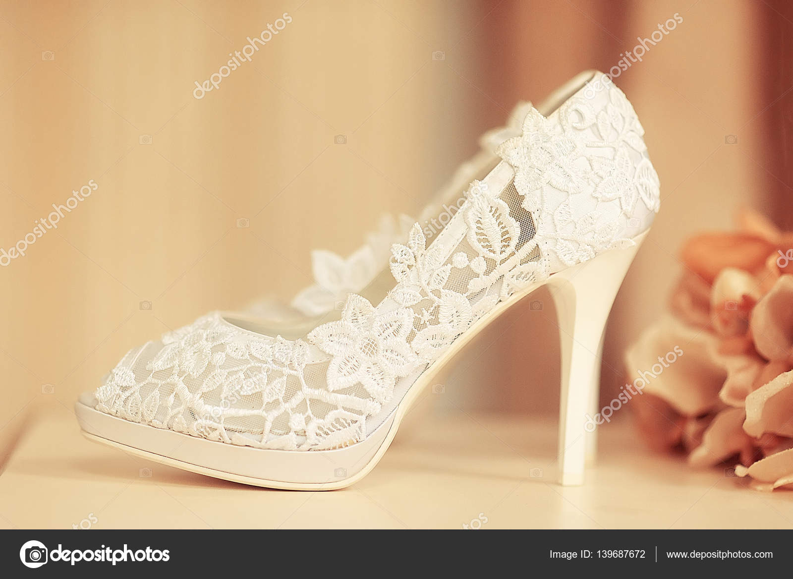 white lace wedding booties
