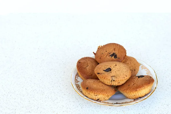 Biscotti di cocco con gocce di cioccolato su un piatto - modello a destra — Foto Stock