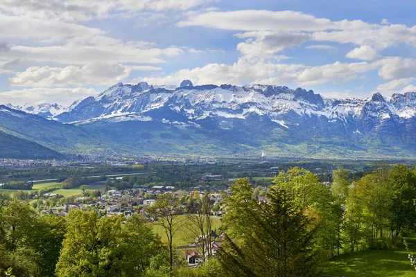 Valle del río Rin desde Liechtenstein — Foto de Stock