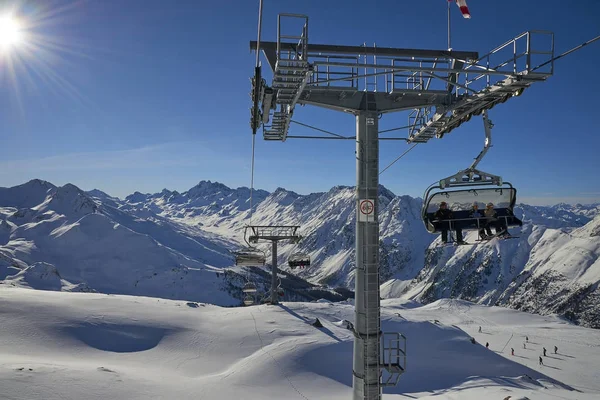 Ischgl Österrike December 2017 Ski Liften Vid Ischgl Samnaun Ski — Stockfoto