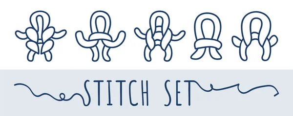 Set di icone per maglieria e cucito — Vettoriale Stock