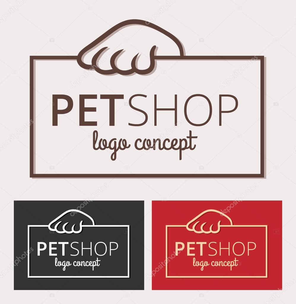Vector logo design template for pet shops or veterinary clinics - mono line pet paw for websites and prints.