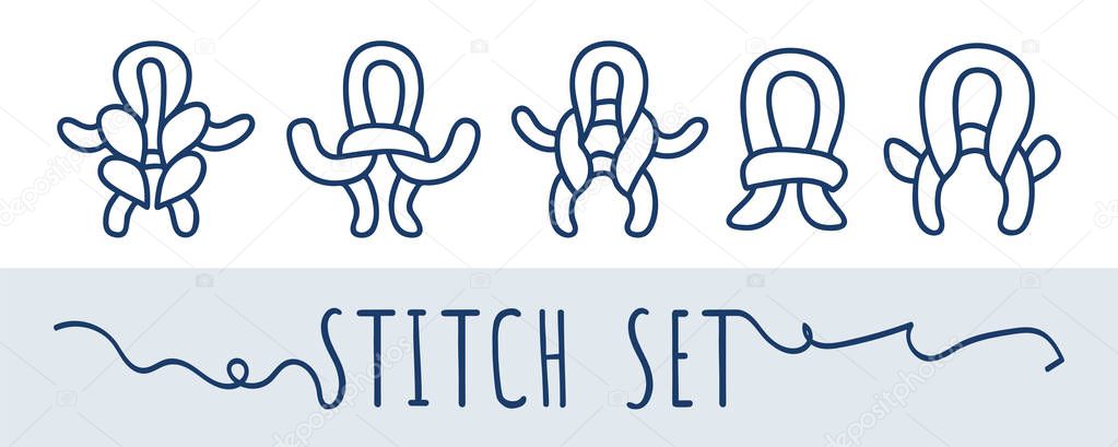 Knitting and needlework icon set