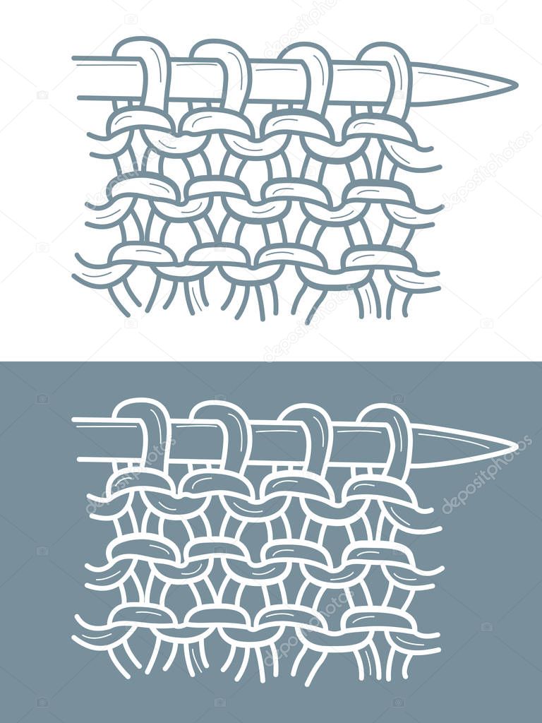 Knitting and needlework vector illustration. Purl loops icon.