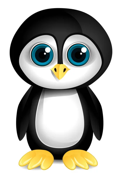 Pingüino de dibujos animados sobre fondo blanco. Ilustración vectorial . — Archivo Imágenes Vectoriales