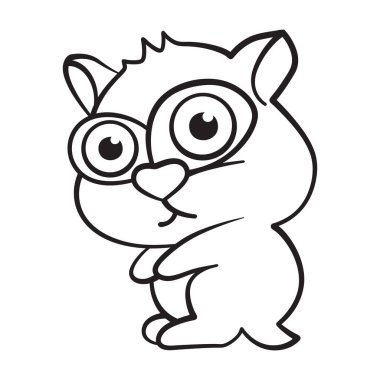 Beyaz arka plan üzerinde çizgi film doğrusal hamster. Vektör çizim.