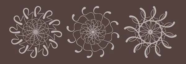Set di elementi astratti del cerchio geometrico. Illustrazione vettoriale di mandala ornamento per cartoline, striscioni, magliette . — Vettoriale Stock