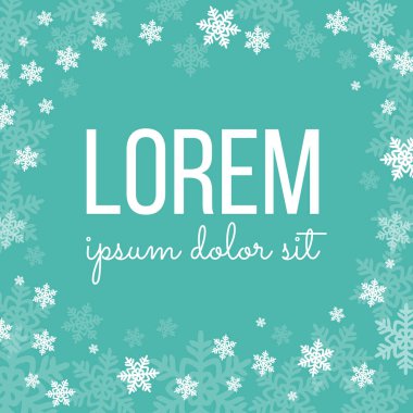 Snowlakes sınır turkuaz arka plan üzerinde Noel başlık sayfası şablonu. Vektör çizim.