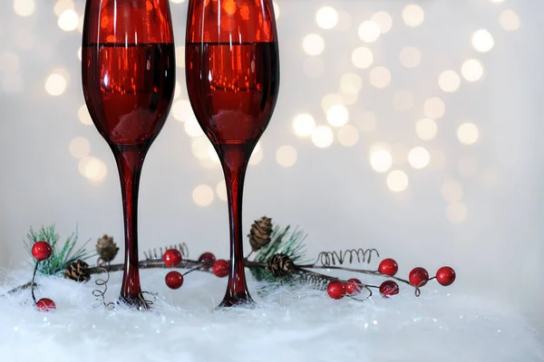 Flauti rossi con vino — Foto Stock