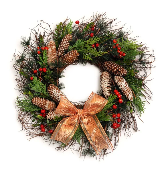 Beautiful Christmas Wreath White Background — Stock Photo, Image